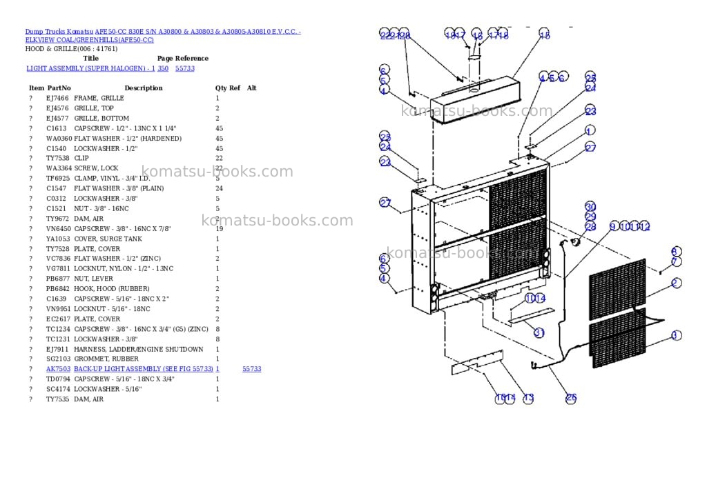 Komatsu afe50-cc 830e s/n a30800 & a30803 & a30805-a30810 e.v.c.c. - elkview coal/greenhills Parts catalog cover Page 3 Komatsu afe50-cc 830e s/n a30800 & a30803 & a30805-a30810 e.v.c.c. - elkview coal/greenhills Parts catalog cover Page 3