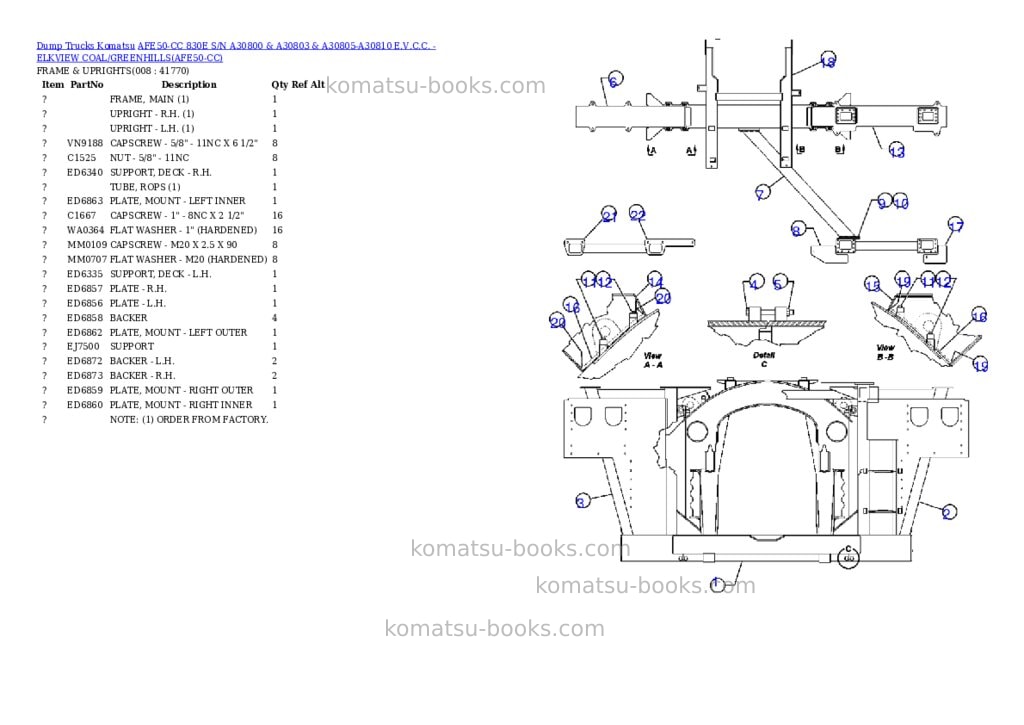 Komatsu afe50-cc 830e s/n a30800 & a30803 & a30805-a30810 e.v.c.c. - elkview coal/greenhills Parts catalog cover Page 4 Komatsu afe50-cc 830e s/n a30800 & a30803 & a30805-a30810 e.v.c.c. - elkview coal/greenhills Parts catalog cover Page 4