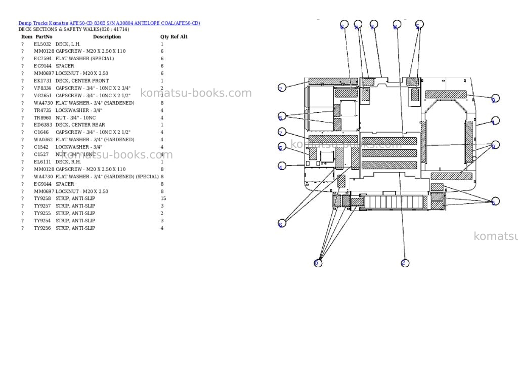 Komatsu afe50-cd 830e s/n a30804 antelope coal Parts catalog cover Page 10 Komatsu afe50-cd 830e s/n a30804 antelope coal Parts catalog cover Page 10