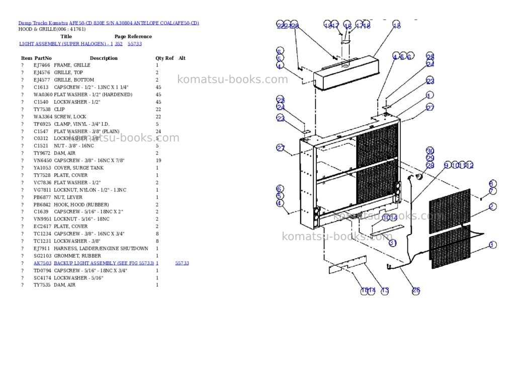 Komatsu afe50-cd 830e s/n a30804 antelope coal Parts catalog cover Page 3 Komatsu afe50-cd 830e s/n a30804 antelope coal Parts catalog cover Page 3