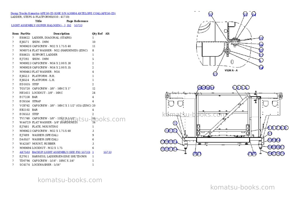Komatsu afe50-cd 830e s/n a30804 antelope coal Parts catalog cover Page 5 Komatsu afe50-cd 830e s/n a30804 antelope coal Parts catalog cover Page 5