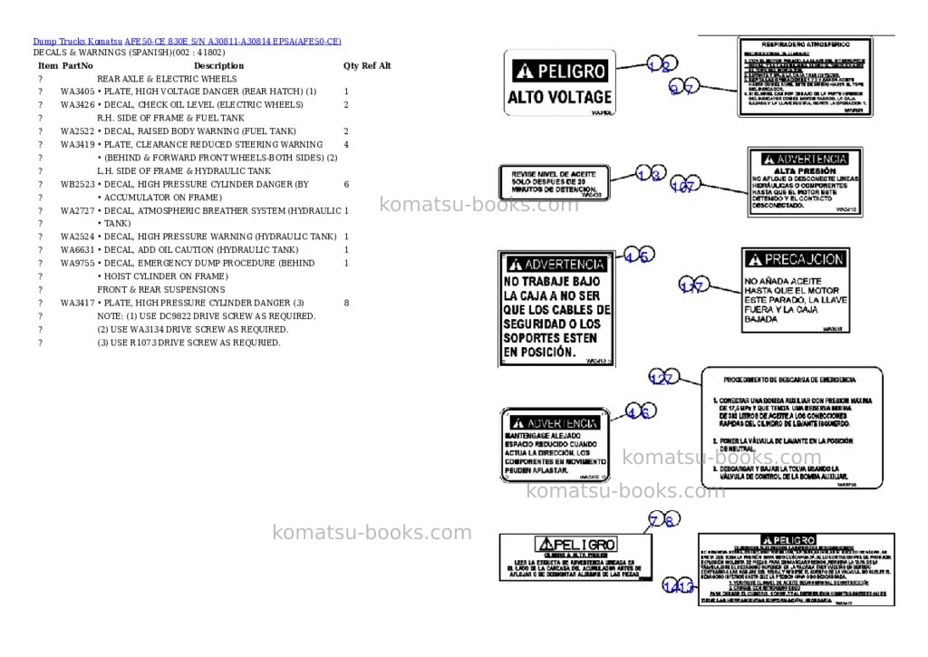 Komatsu afe50-ce 830e s/n a30811-a30814 epsa Parts catalog cover Komatsu afe50-ce 830e s/n a30811-a30814 epsa Parts catalog cover