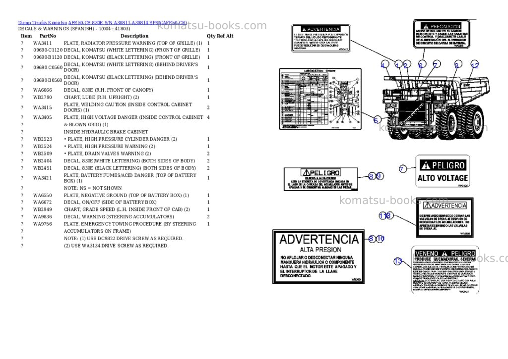 Komatsu afe50-ce 830e s/n a30811-a30814 epsa Parts catalog cover Page 2 Komatsu afe50-ce 830e s/n a30811-a30814 epsa Parts catalog cover Page 2