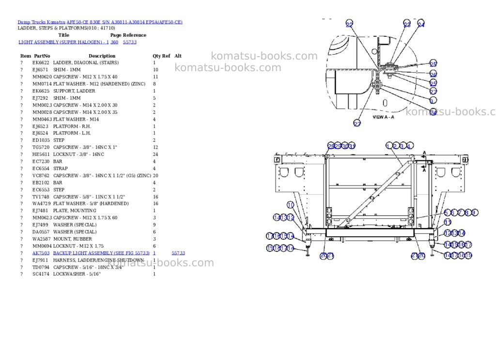 Komatsu afe50-ce 830e s/n a30811-a30814 epsa Parts catalog cover Page 5 Komatsu afe50-ce 830e s/n a30811-a30814 epsa Parts catalog cover Page 5
