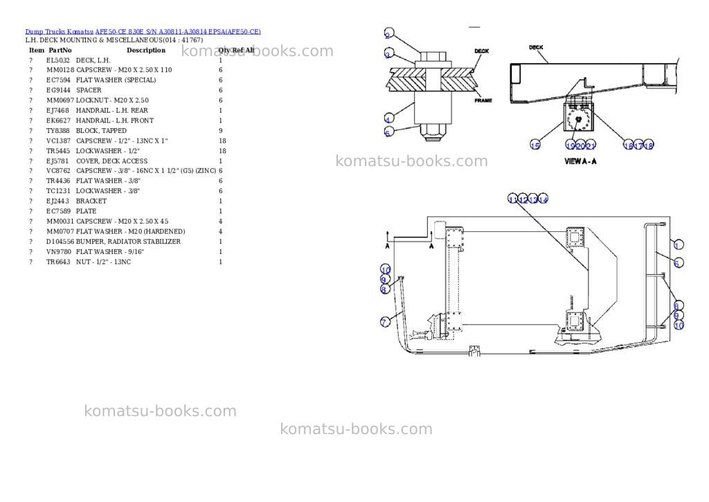 Komatsu afe50-ce 830e s/n a30811-a30814 epsa Parts catalog cover Page 7 Komatsu afe50-ce 830e s/n a30811-a30814 epsa Parts catalog cover Page 7