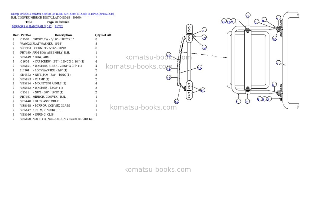 Komatsu afe50-ce 830e s/n a30811-a30814 epsa Parts catalog cover Page 9 Komatsu afe50-ce 830e s/n a30811-a30814 epsa Parts catalog cover Page 9
