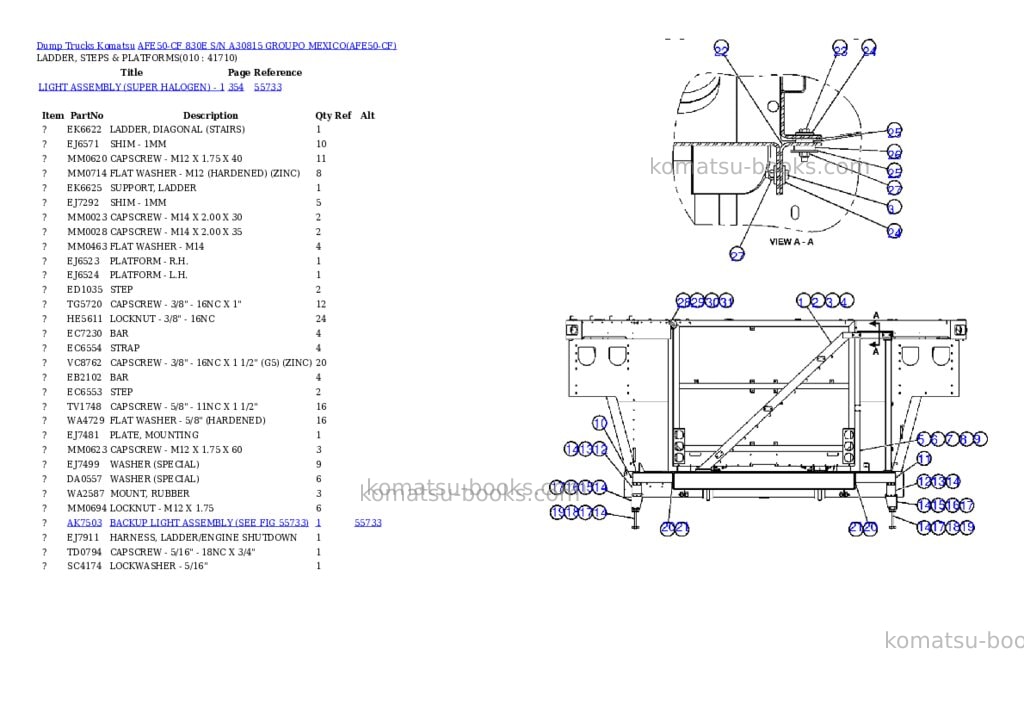 Komatsu afe50-cf 830e s/n a30815 groupo mexico Parts catalog cover Page 5 Komatsu afe50-cf 830e s/n a30815 groupo mexico Parts catalog cover Page 5