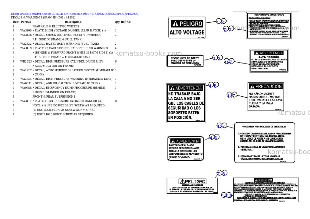 Komatsu afe50-cg 830e s/n a30816-a30817 & a30822-a30823 epsa Parts catalog cover Komatsu afe50-cg 830e s/n a30816-a30817 & a30822-a30823 epsa Parts catalog cover