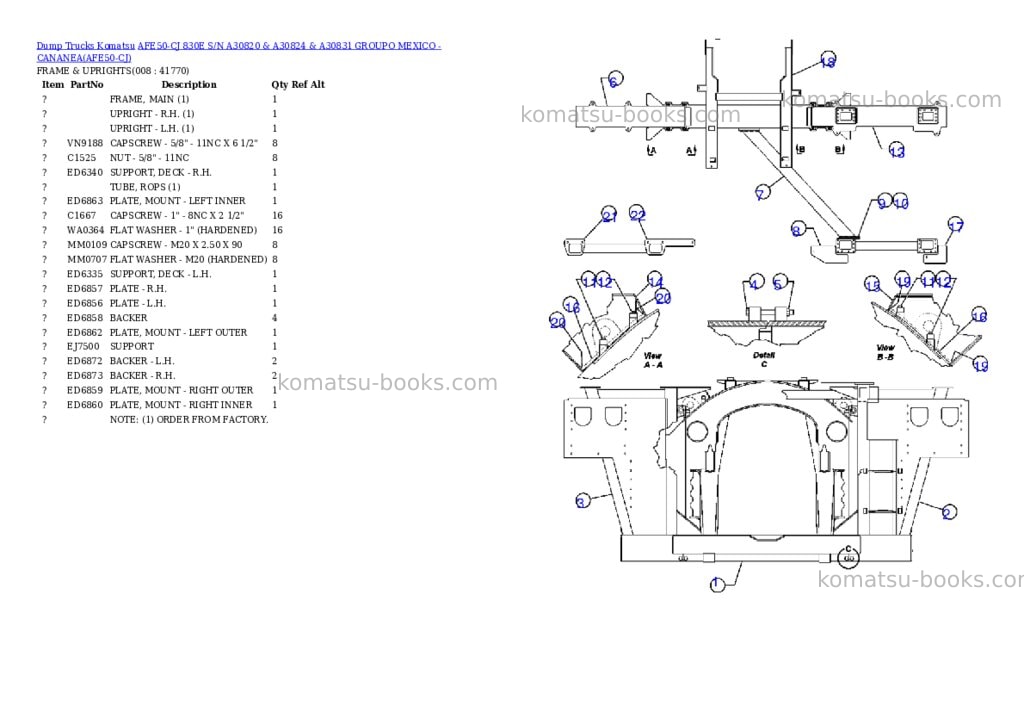 Komatsu afe50-cj 830e s/n a30820 & a30824 & a30831 groupo mexico - cananea Parts catalog cover Page 4