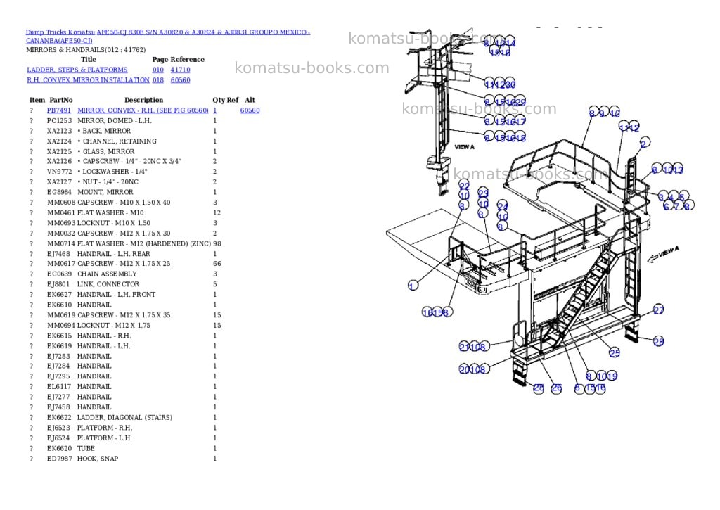 Komatsu afe50-cj 830e s/n a30820 & a30824 & a30831 groupo mexico - cananea Parts catalog cover Page 6