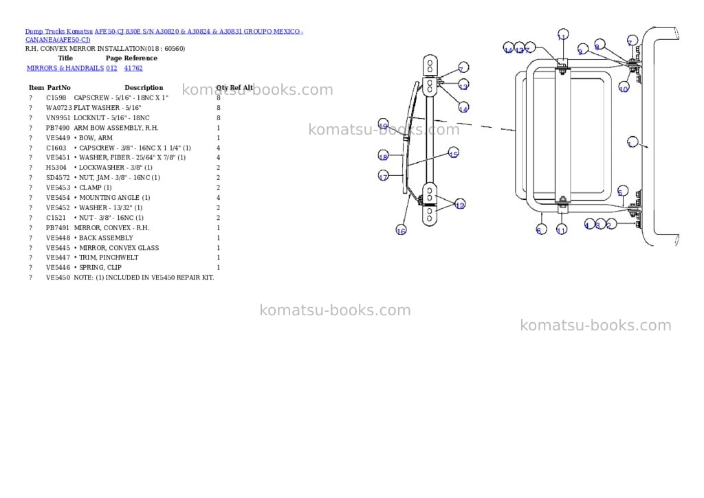Komatsu afe50-cj 830e s/n a30820 & a30824 & a30831 groupo mexico - cananea Parts catalog cover Page 9