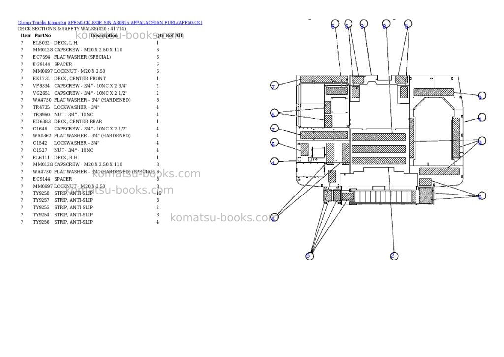 Komatsu afe50-ck 830e s/n a30825 appalachian fuel Parts catalog cover Page 10 Komatsu afe50-ck 830e s/n a30825 appalachian fuel Parts catalog cover Page 10