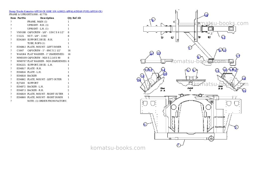 Komatsu afe50-ck 830e s/n a30825 appalachian fuel Parts catalog cover Page 4 Komatsu afe50-ck 830e s/n a30825 appalachian fuel Parts catalog cover Page 4