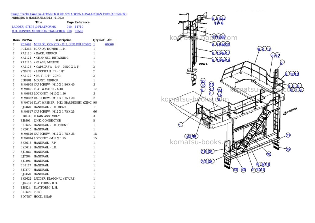 Komatsu afe50-ck 830e s/n a30825 appalachian fuel Parts catalog cover Page 6 Komatsu afe50-ck 830e s/n a30825 appalachian fuel Parts catalog cover Page 6