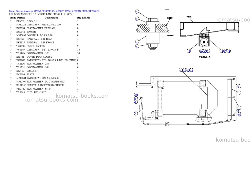 Komatsu afe50-ck 830e s/n a30825 appalachian fuel Parts catalog cover Page 7 Komatsu afe50-ck 830e s/n a30825 appalachian fuel Parts catalog cover Page 7