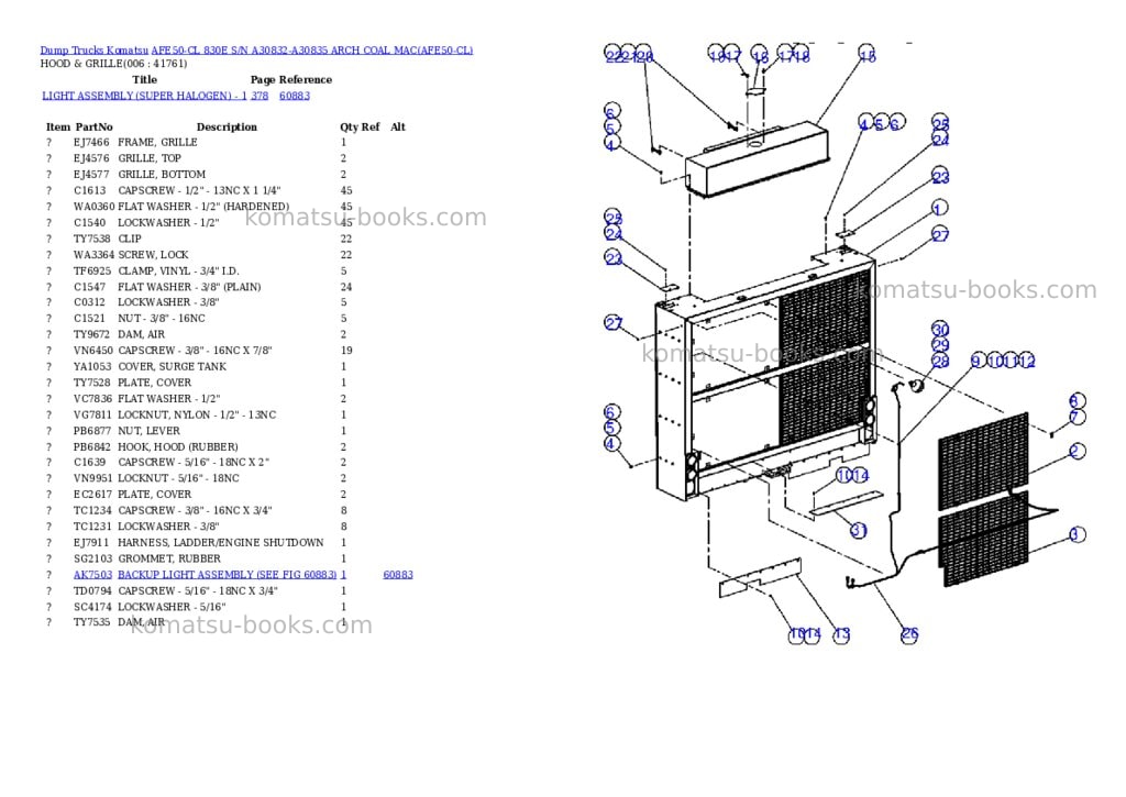 Komatsu afe50-cl 830e s/n a30832-a30835 arch coal mac Parts catalog cover Page 3 Komatsu afe50-cl 830e s/n a30832-a30835 arch coal mac Parts catalog cover Page 3