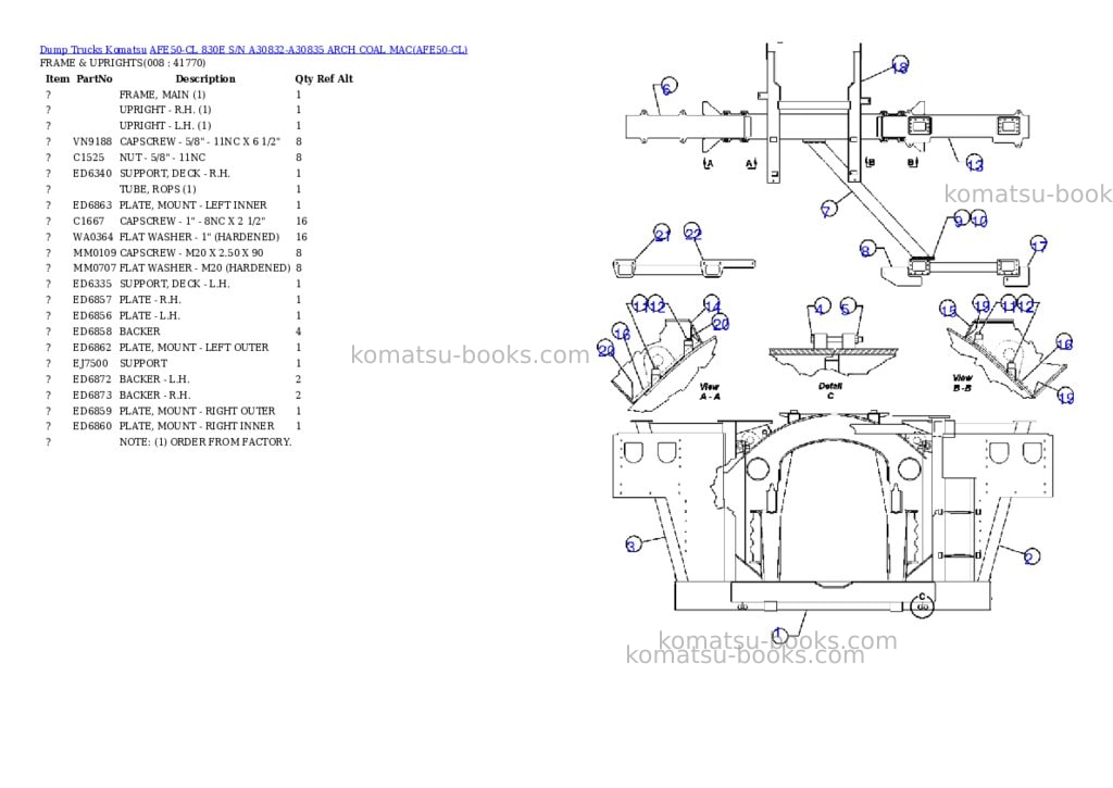 Komatsu afe50-cl 830e s/n a30832-a30835 arch coal mac Parts catalog cover Page 4 Komatsu afe50-cl 830e s/n a30832-a30835 arch coal mac Parts catalog cover Page 4
