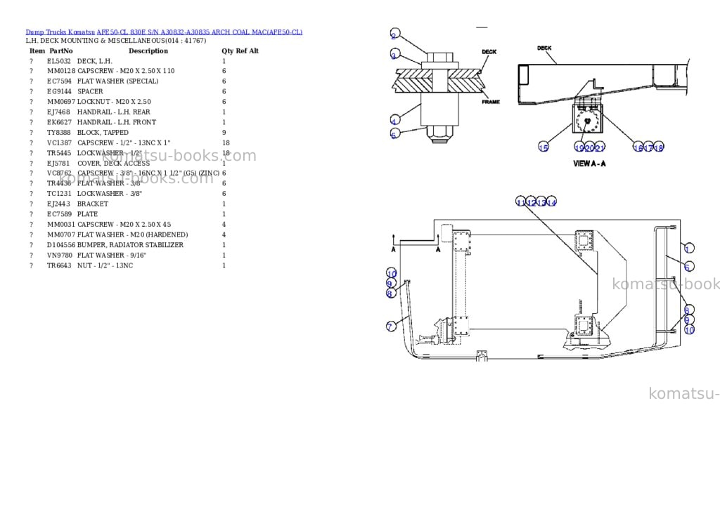 Komatsu afe50-cl 830e s/n a30832-a30835 arch coal mac Parts catalog cover Page 7 Komatsu afe50-cl 830e s/n a30832-a30835 arch coal mac Parts catalog cover Page 7