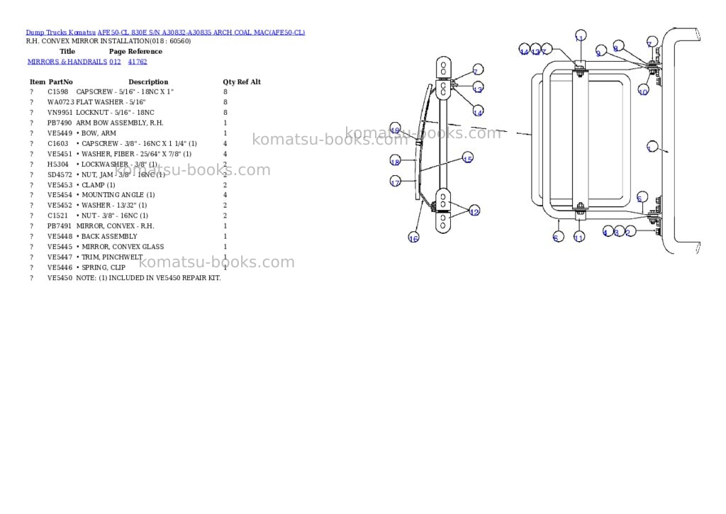 Komatsu afe50-cl 830e s/n a30832-a30835 arch coal mac Parts catalog cover Page 9 Komatsu afe50-cl 830e s/n a30832-a30835 arch coal mac Parts catalog cover Page 9
