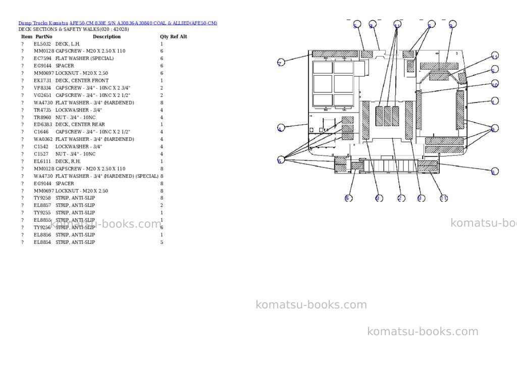 Komatsu afe50-cm 830e s/n a30836-a30840 coal & allied Parts catalog cover Page 10
