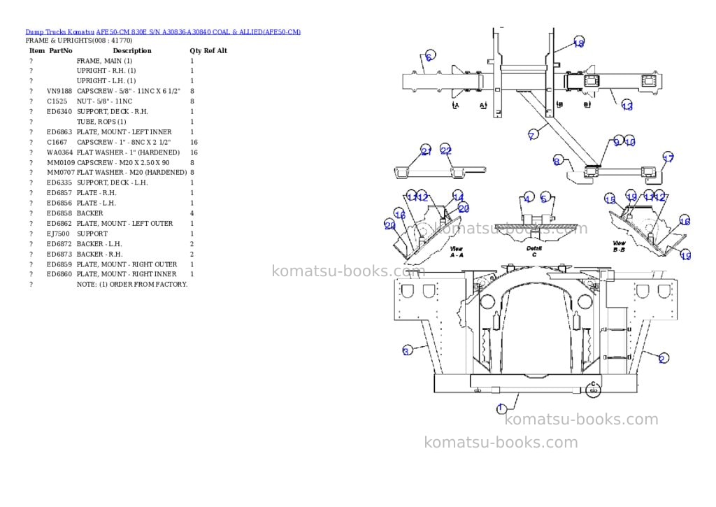 Komatsu afe50-cm 830e s/n a30836-a30840 coal & allied Parts catalog cover Page 4