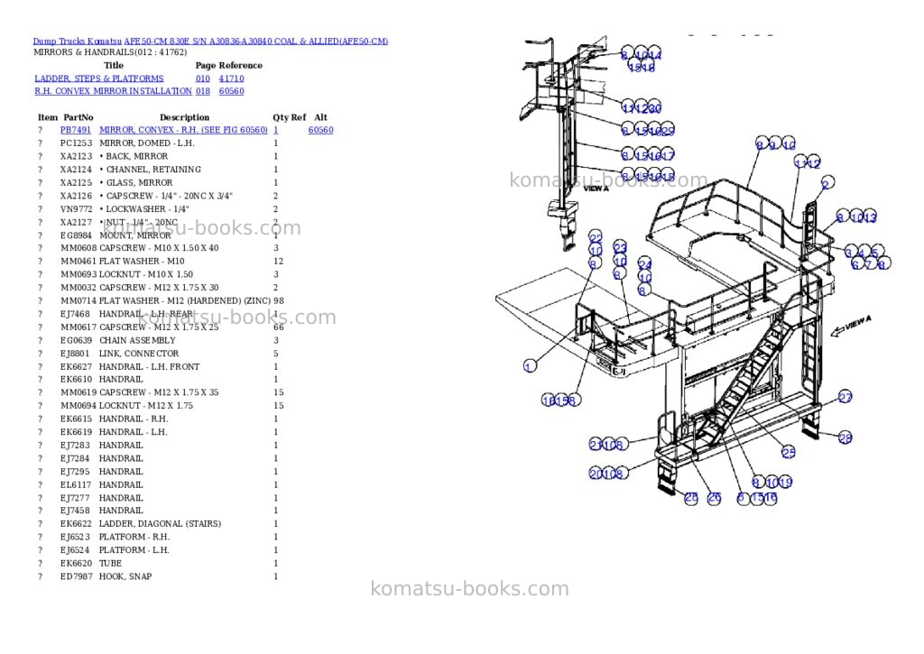Komatsu afe50-cm 830e s/n a30836-a30840 coal & allied Parts catalog cover Page 6