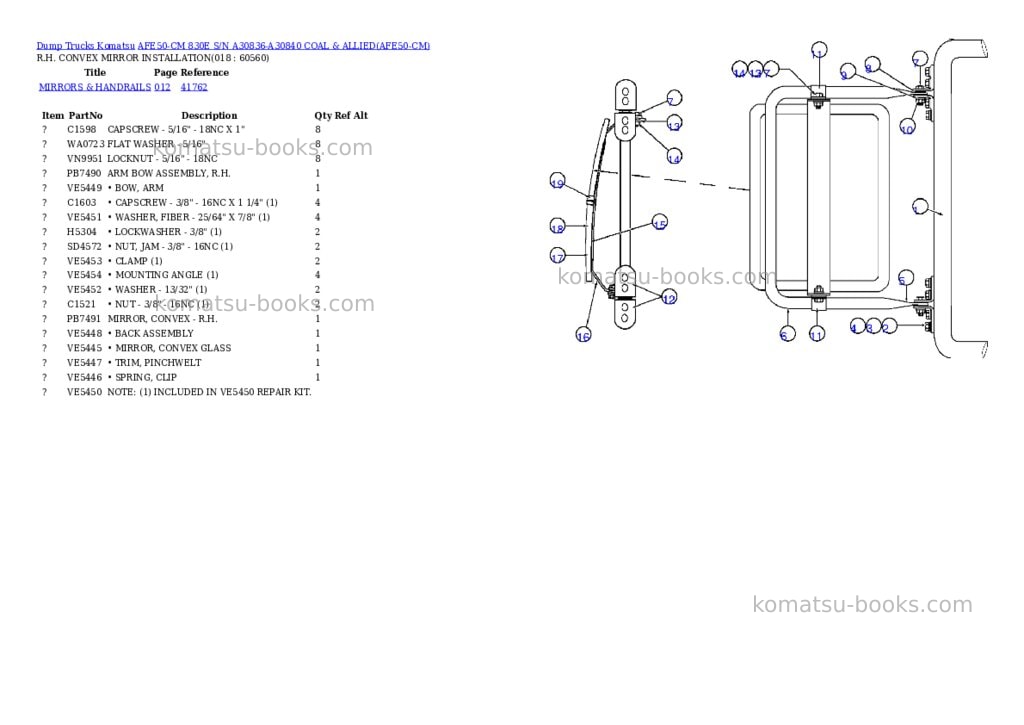 Komatsu afe50-cm 830e s/n a30836-a30840 coal & allied Parts catalog cover Page 9