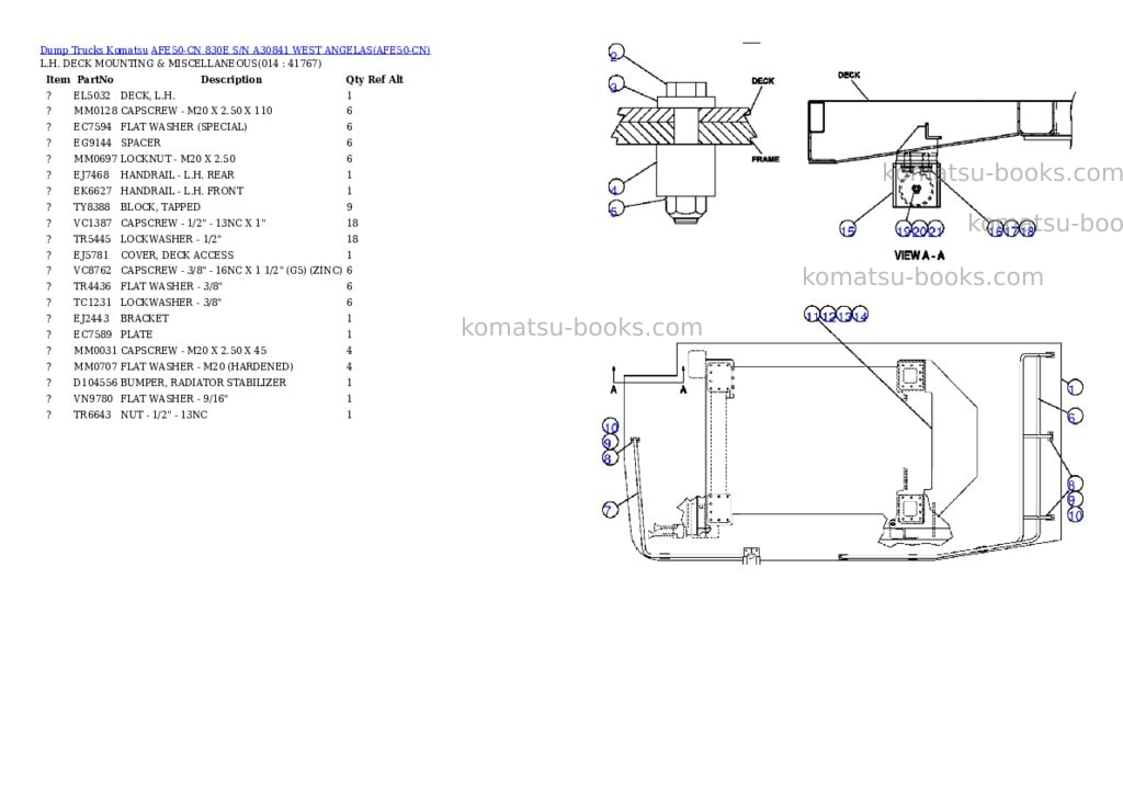 Komatsu afe50-cn 830e s/n a30841 west angelas Parts catalog cover Page 7 Komatsu afe50-cn 830e s/n a30841 west angelas Parts catalog cover Page 7