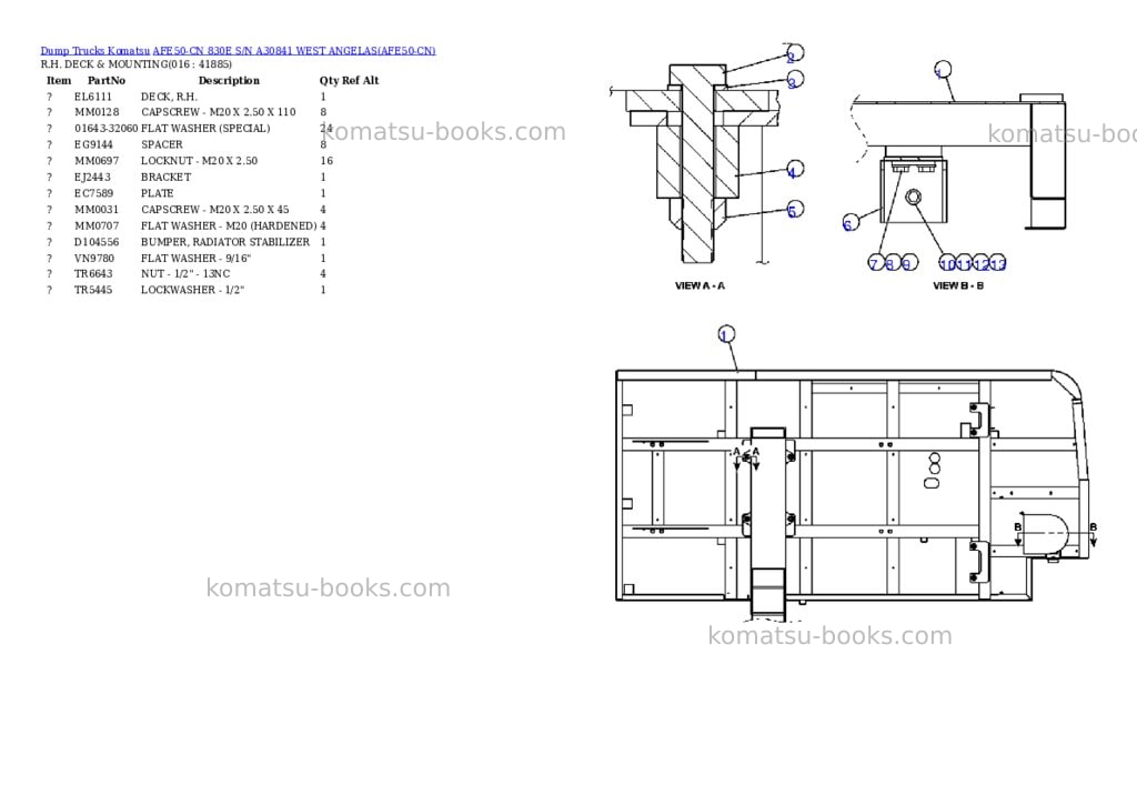 Komatsu afe50-cn 830e s/n a30841 west angelas Parts catalog cover Page 8 Komatsu afe50-cn 830e s/n a30841 west angelas Parts catalog cover Page 8