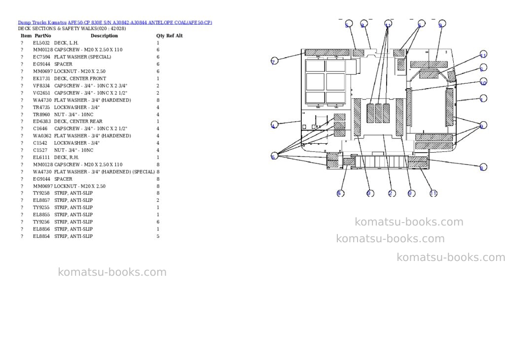 Komatsu afe50-cp 830e s/n a30842-a30844 antelope coal Parts catalog cover Page 10