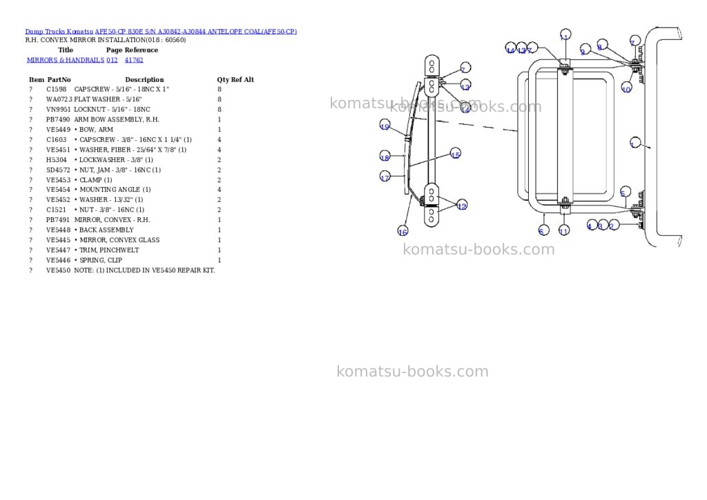 Komatsu afe50-cp 830e s/n a30842-a30844 antelope coal Parts catalog cover Page 9