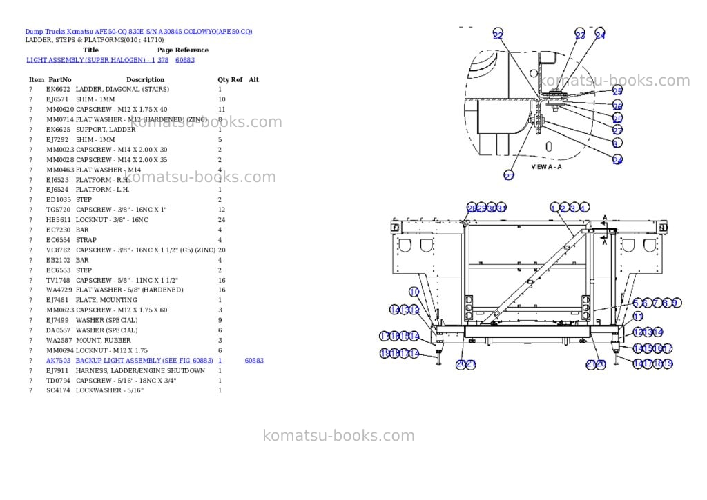 Komatsu afe50-cq 830e s/n a30845 colowyo Parts catalog cover Page 5