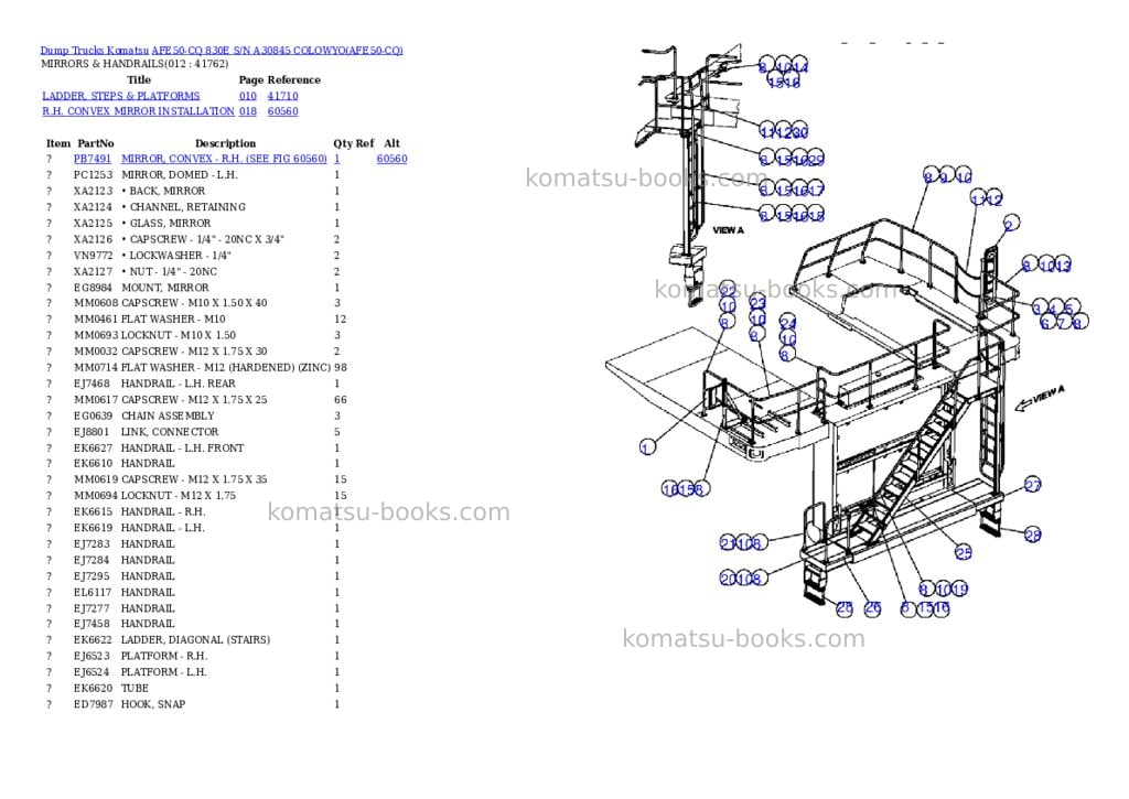 Komatsu afe50-cq 830e s/n a30845 colowyo Parts catalog cover Page 6