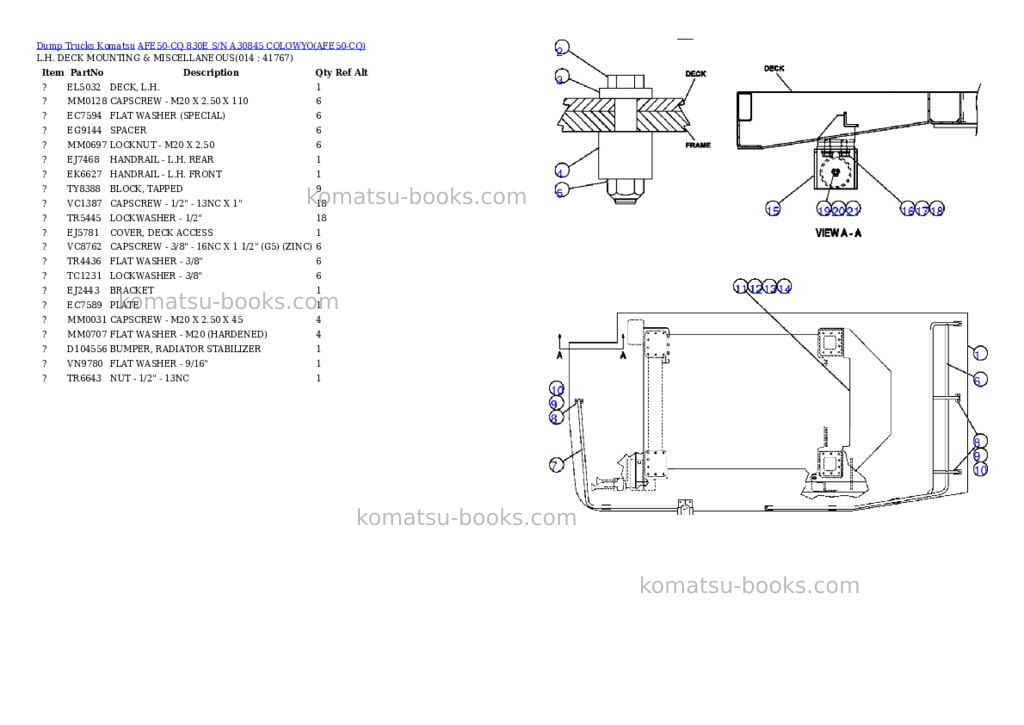 Komatsu afe50-cq 830e s/n a30845 colowyo Parts catalog cover Page 7