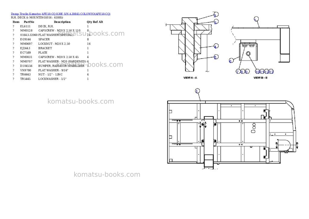 Komatsu afe50-cq 830e s/n a30845 colowyo Parts catalog cover Page 8