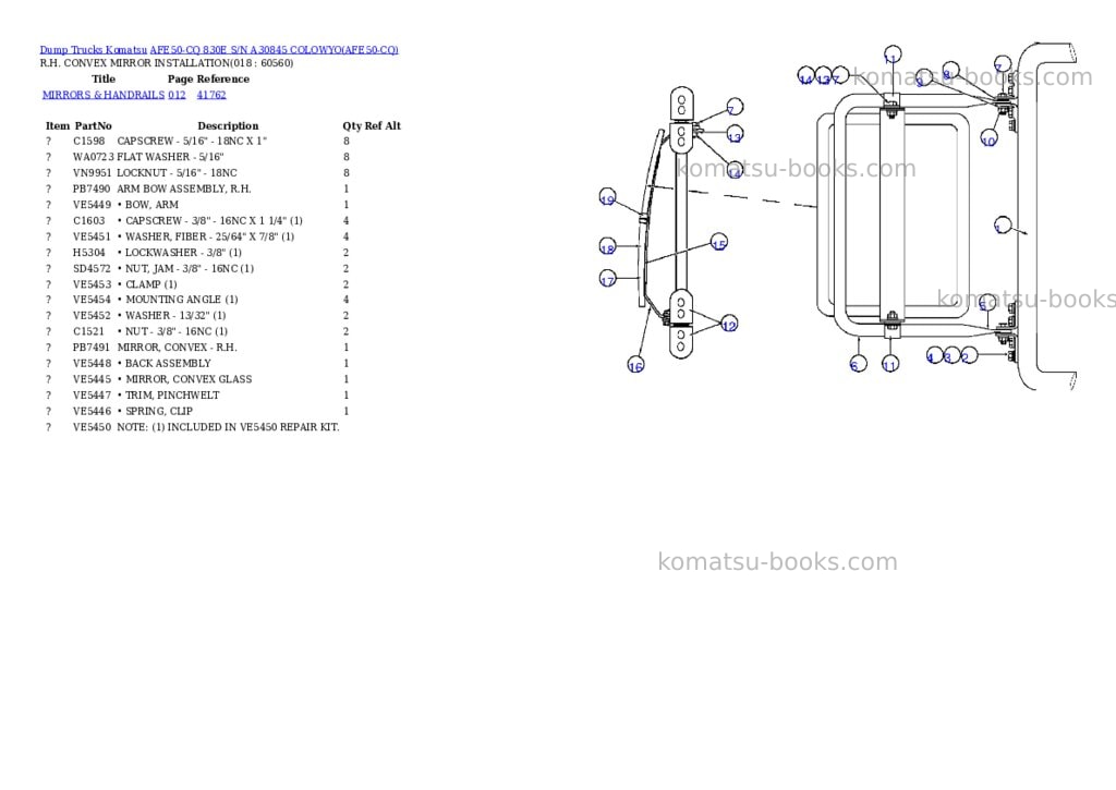 Komatsu afe50-cq 830e s/n a30845 colowyo Parts catalog cover Page 9