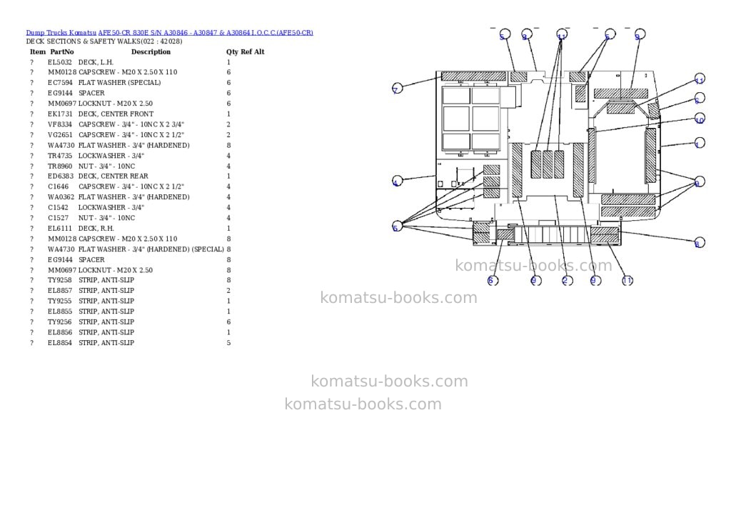 Komatsu afe50-cr 830e s/n a30846 - a30847 & a30864 i.o.c.c. Parts catalog cover Page 10