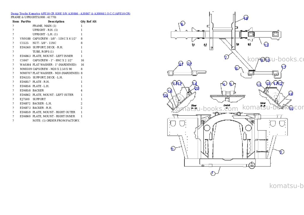 Komatsu afe50-cr 830e s/n a30846 - a30847 & a30864 i.o.c.c. Parts catalog cover Page 4