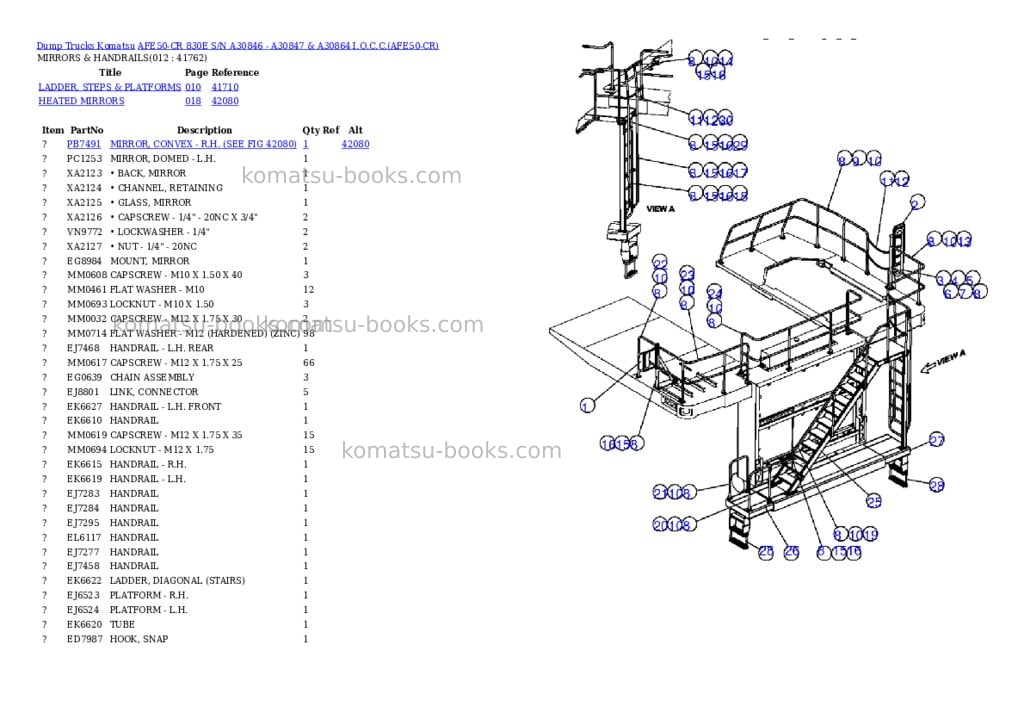 Komatsu afe50-cr 830e s/n a30846 - a30847 & a30864 i.o.c.c. Parts catalog cover Page 6