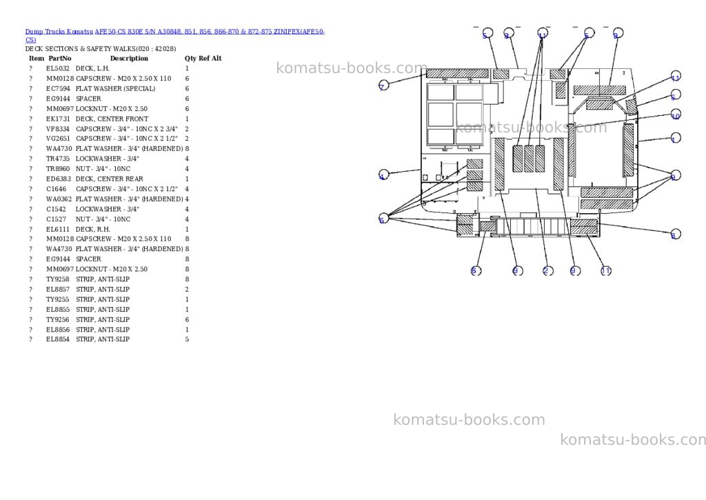 Komatsu afe50-cs 830e s/n a30848, 851, 856, 866-870 & 872-875 zinifex Parts catalog cover Page 10 Komatsu afe50-cs 830e s/n a30848, 851, 856, 866-870 & 872-875 zinifex Parts catalog cover Page 10