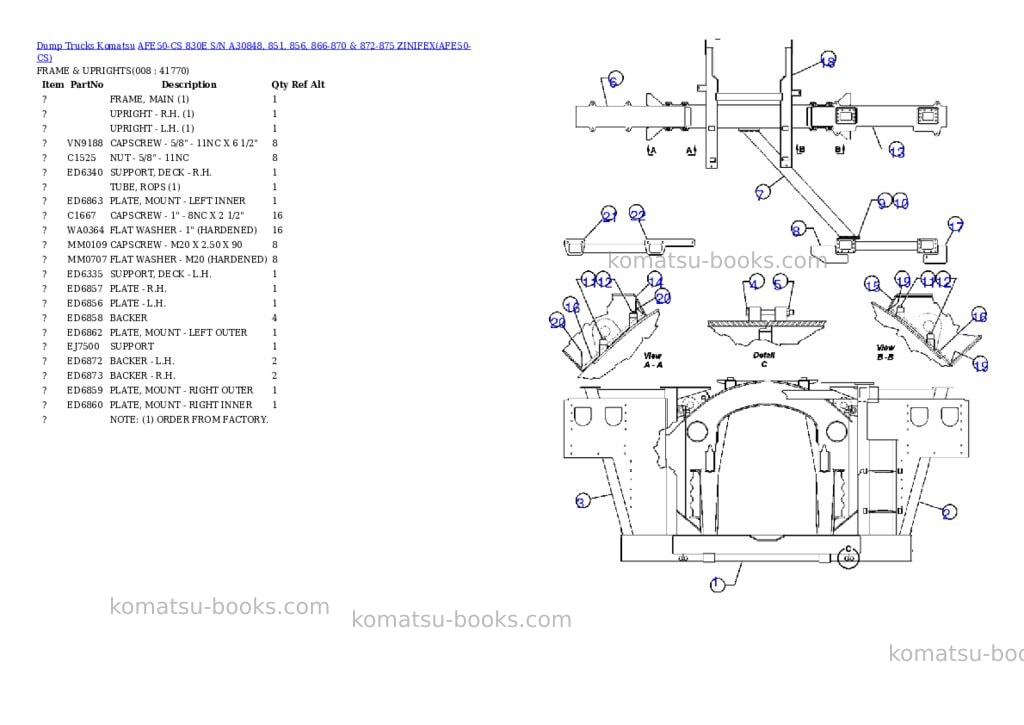 Komatsu afe50-cs 830e s/n a30848, 851, 856, 866-870 & 872-875 zinifex Parts catalog cover Page 4 Komatsu afe50-cs 830e s/n a30848, 851, 856, 866-870 & 872-875 zinifex Parts catalog cover Page 4