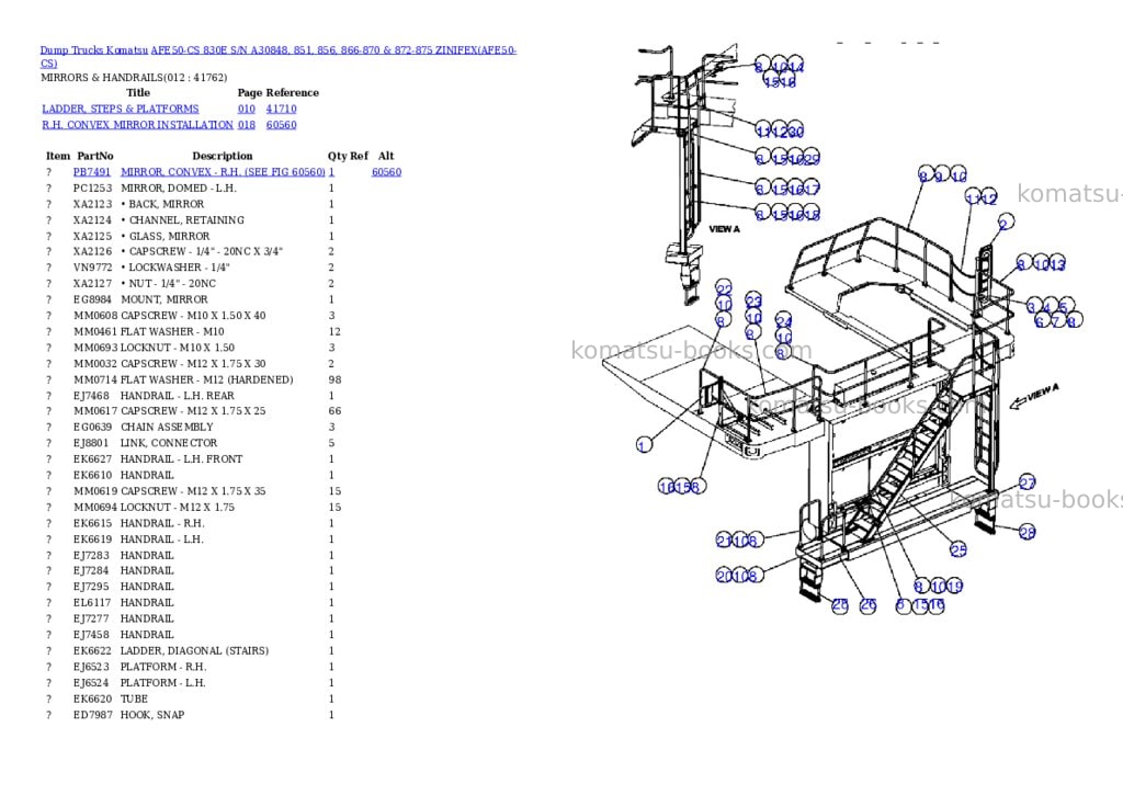 Komatsu afe50-cs 830e s/n a30848, 851, 856, 866-870 & 872-875 zinifex Parts catalog cover Page 6 Komatsu afe50-cs 830e s/n a30848, 851, 856, 866-870 & 872-875 zinifex Parts catalog cover Page 6