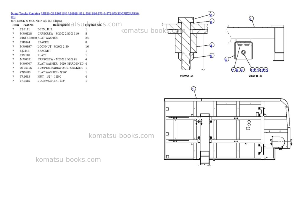Komatsu afe50-cs 830e s/n a30848, 851, 856, 866-870 & 872-875 zinifex Parts catalog cover Page 8 Komatsu afe50-cs 830e s/n a30848, 851, 856, 866-870 & 872-875 zinifex Parts catalog cover Page 8