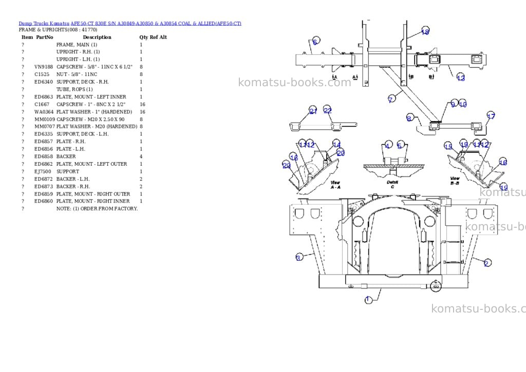 Komatsu afe50-ct 830e s/n a30849-a30850 & a30854 coal & allied Parts catalog cover Page 4 Komatsu afe50-ct 830e s/n a30849-a30850 & a30854 coal & allied Parts catalog cover Page 4