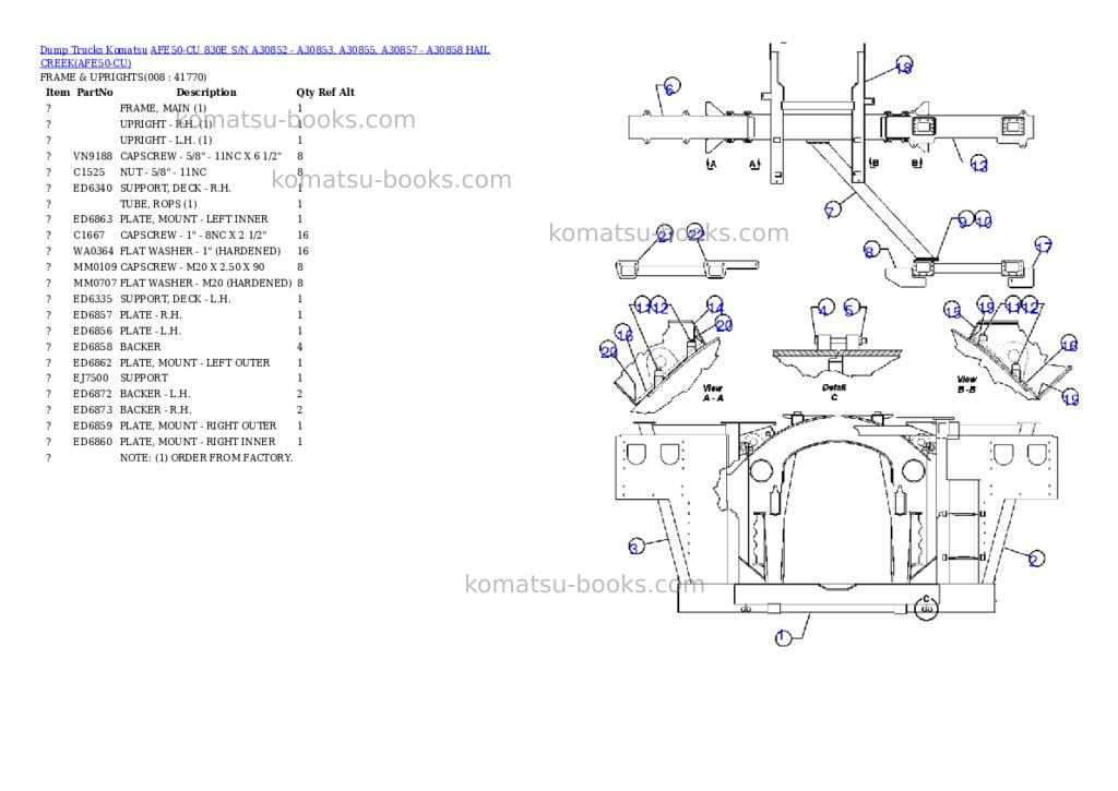 Komatsu afe50-cu 830e s/n a30852 - a30853, a30855, a30857 - a30858 hail creek Parts catalog cover Page 4 Komatsu afe50-cu 830e s/n a30852 - a30853, a30855, a30857 - a30858 hail creek Parts catalog cover Page 4