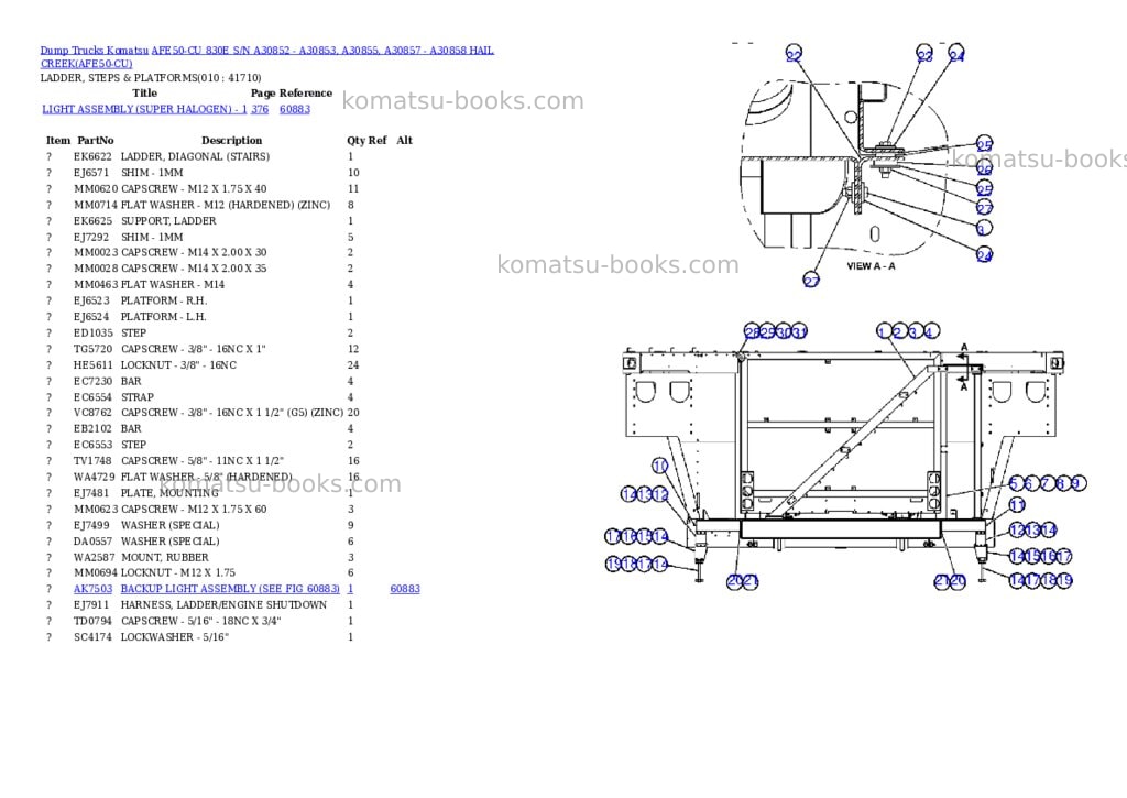 Komatsu afe50-cu 830e s/n a30852 - a30853, a30855, a30857 - a30858 hail creek Parts catalog cover Page 5 Komatsu afe50-cu 830e s/n a30852 - a30853, a30855, a30857 - a30858 hail creek Parts catalog cover Page 5