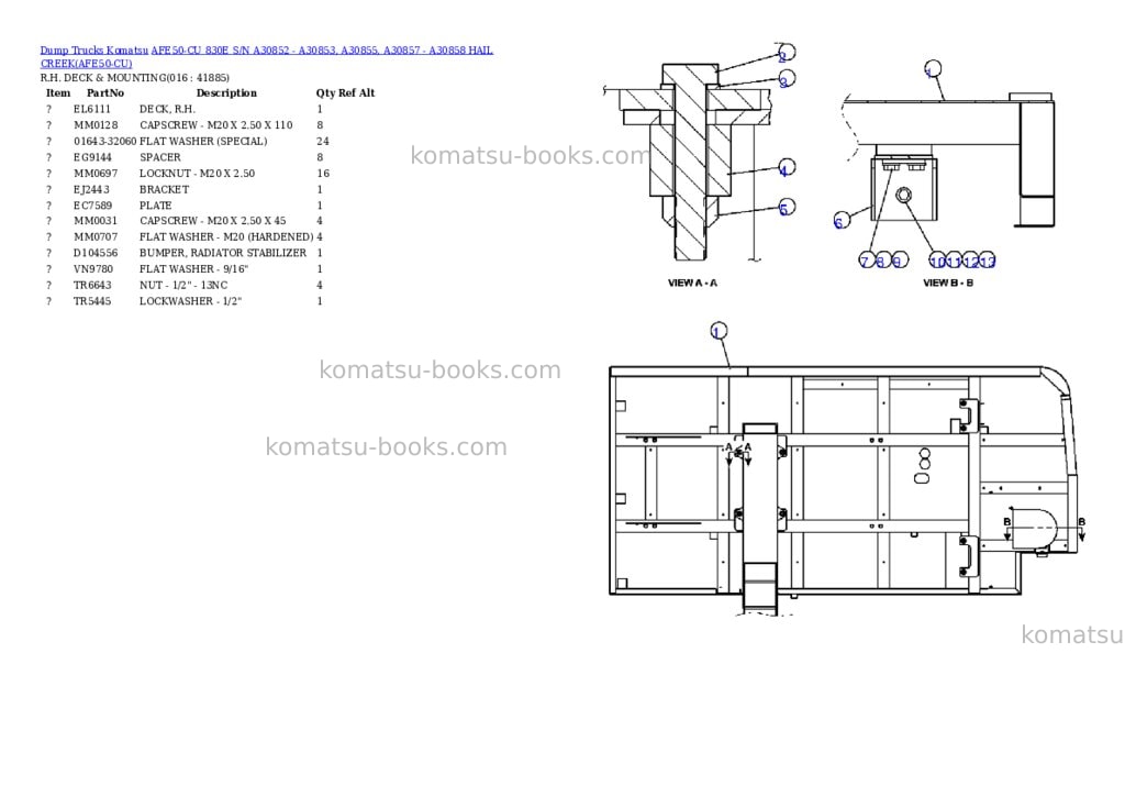 Komatsu afe50-cu 830e s/n a30852 - a30853, a30855, a30857 - a30858 hail creek Parts catalog cover Page 8 Komatsu afe50-cu 830e s/n a30852 - a30853, a30855, a30857 - a30858 hail creek Parts catalog cover Page 8