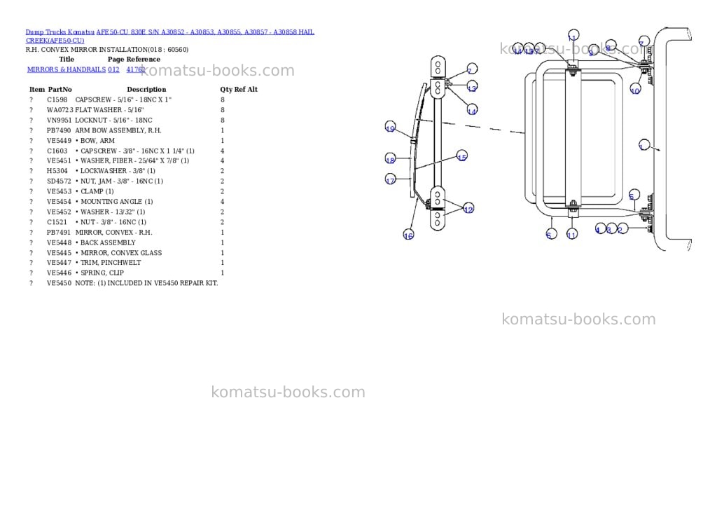 Komatsu afe50-cu 830e s/n a30852 - a30853, a30855, a30857 - a30858 hail creek Parts catalog cover Page 9 Komatsu afe50-cu 830e s/n a30852 - a30853, a30855, a30857 - a30858 hail creek Parts catalog cover Page 9