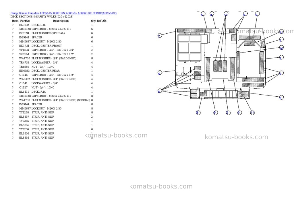 Komatsu afe50-cv 830e s/n a30859 - a30863 de cobre Parts catalog cover Page 10 Komatsu afe50-cv 830e s/n a30859 - a30863 de cobre Parts catalog cover Page 10