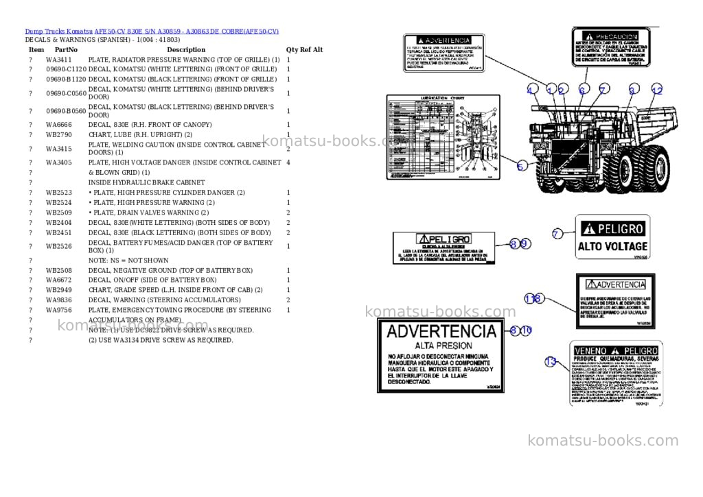 Komatsu afe50-cv 830e s/n a30859 - a30863 de cobre Parts catalog cover Page 2 Komatsu afe50-cv 830e s/n a30859 - a30863 de cobre Parts catalog cover Page 2